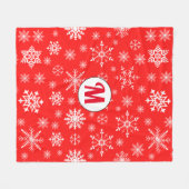 Elegante mit Monogramm Schneeflocken in Rot Fleecedecke (Vorderseite (Horizontal))