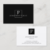 Elegante Mit Monogramm Schwarz-weiß Moderne Schlic Visitenkarte (Vorne/Hinten)