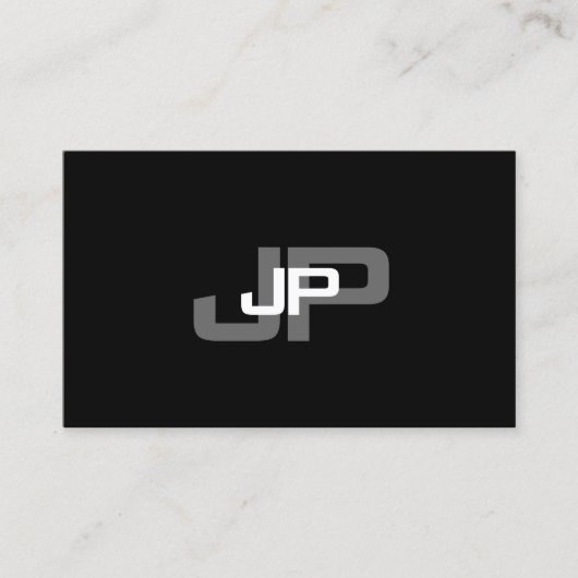 Elegante Mit Monogramm Schwarz-weiße Vorlage Visitenkarte (Vorderseite)