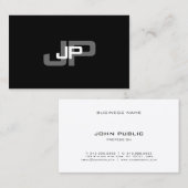 Elegante Mit Monogramm Schwarz-weiße Vorlage Visitenkarte (Vorne/Hinten)