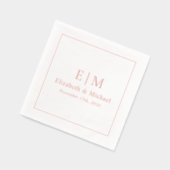 Elegante Mit Monogramm Script Wedding Rose Gold Servietten Mit Folie (Links)