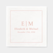 Elegante Mit Monogramm Script Wedding Rose Gold Servietten Mit Folie (Vorderseite)