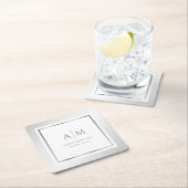 Elegante Mit Monogramm Silberhochzeit Rechteckiger Pappuntersetzer (Vor Ort)