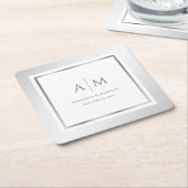 Elegante Mit Monogramm Silberhochzeit Rechteckiger Pappuntersetzer (angewinkelt)
