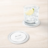 Elegante Mit Monogramm Silver Wedding Paper Unters Runder Pappuntersetzer (Vor Ort)