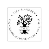 Elegante Mit Monogramm Tree Rücksendeadresse Gummistempel (Prägung)