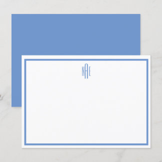 Elegante Mit Monogramm und blaue Flachnotizkarte Einladung