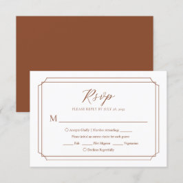 Elegante Mitte 70er Terracotta Wedding RSVP Karte