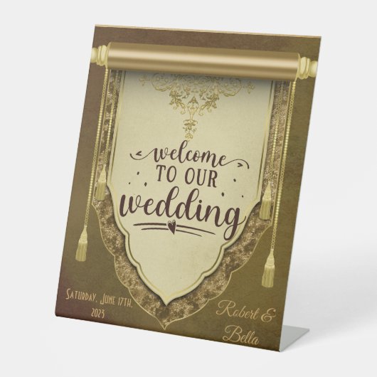 Elegante Mittelalterliche Hochzeit Sockelschild (Vorderseite)