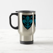 Elegante mittelalterliche Lilie in Blau Reisebecher (Links)