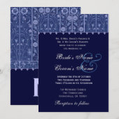 Elegante Mitternacht Damask Hochzeit Einladung (Vorne/Hinten)