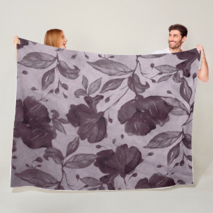Elegante, mitternächtliche, florale Fleece-Decke. Fleecedecke