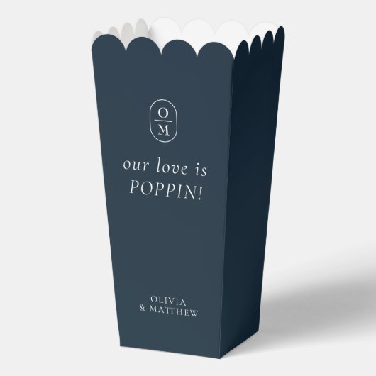 Elegante Mitternachtsblaue Monogramm-Popcorn-Gesch Geschenkschachtel (Vorderseite)