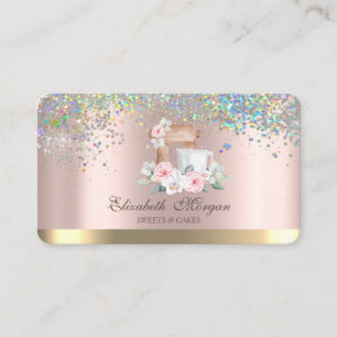 Elegante Mixer Blume Confetti Rose Gold Bäckerei Visitenkarte