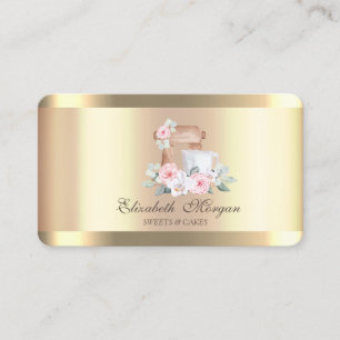 Elegante Mixer Blume Gold Stripe Gold Bäckerei Visitenkarte
