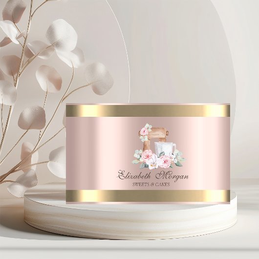 Elegante Mixer Blume Gold Stripe Rose Goldene Bäck Visitenkarte