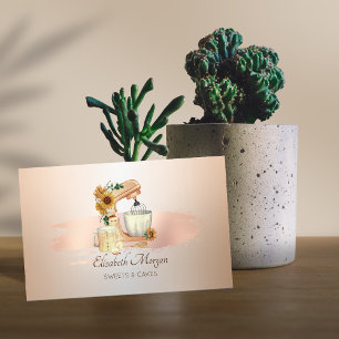 Elegante Mixer Sonnenblumen Rose Gold Pinselstrich Visitenkarte