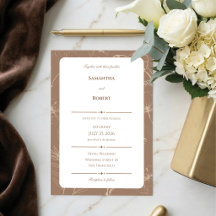 Elegante Mocha-Floral-Linienkunst-Hochzeit