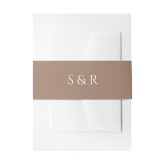 Elegante Mocha-Monogramm-Einladung Einladungsbanderole