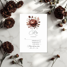 Elegante Mocha Mousse Blumenhochzeit RSVP Karte