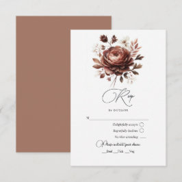 Elegante Mocha Mousse Blumenhochzeit RSVP Karte