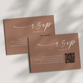 Elegante Mocha Mousse QR Code Wedding RSVP Card Karte