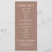 Elegante Mocha-Mousse-Typografie Hochzeitsprogramm Programm (Rückseite)