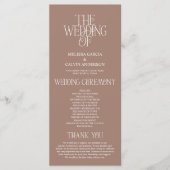 Elegante Mocha-Mousse-Typografie Hochzeitsprogramm Programm (Vorderseite)