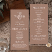 Elegante Mocha-Mousse-Typografie Hochzeitsprogramm Programm