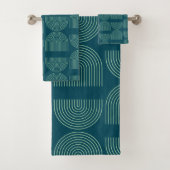 Elegante Mod Arch Lines in Aquamarinem Blau   Badhandtuch Set (Insitu)