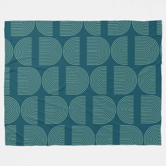 Elegante Mod Arch Lines in Aquamarinem Blau Fleecedecke (Vorderseite (Horizontal))