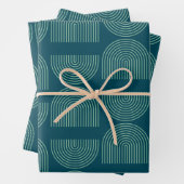 Elegante Mod Arch Lines in Aquamarinem Blau Geschenkpapier Set (Beispiel)