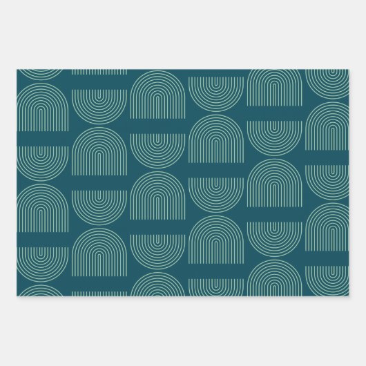 Elegante Mod Arch Lines in Aquamarinem Blau Geschenkpapier Set (Vorderseite)