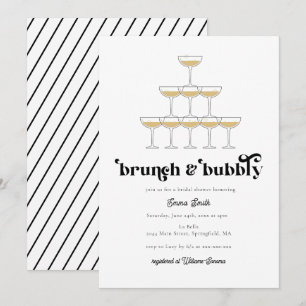 Elegante Mod Champagne Retro Brautparty Einladung