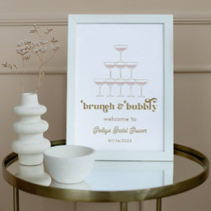 Elegante Mod-Champagne Retro-Brautparty-Willkommen Poster