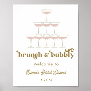 Elegante Mod Champagner Retro Brautparty Willkomme Poster