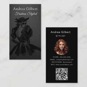 Elegante Mod-Fashion-Girl-Boutique-Stylist QR CODE Visitenkarte