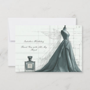 Elegante Mode-Dankeskkarte – Kleid & Parfüm Dankeskarte