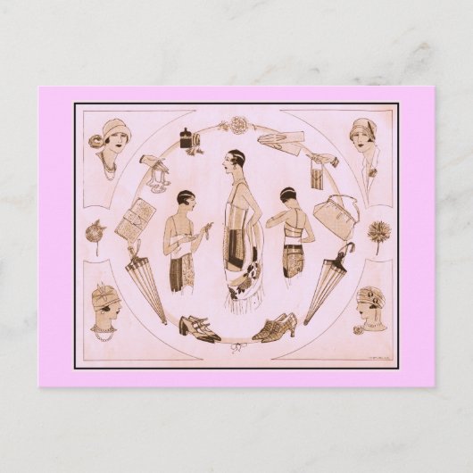 Elegante Mode der 1920er Jahre Postkarte (Vorderseite)