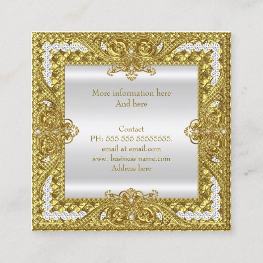 Elegante Mode Juwelier Designer Gold Diamonds Quadratische Visitenkarte (Rückseite)