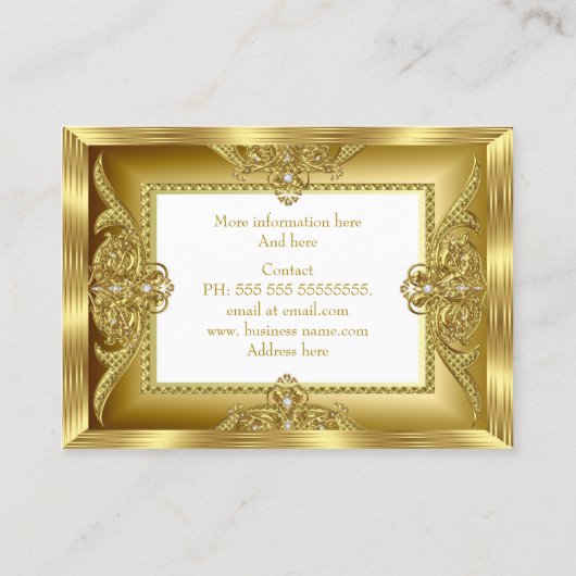 Elegante Mode Juwelier Designer Gold Gems Visitenkarte (Rückseite)