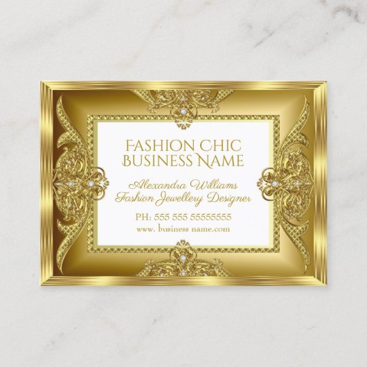 Elegante Mode Juwelier Designer Gold Gems Visitenkarte (Vorderseite)