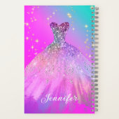 Elegante Mode Sweet 16 Prom Quinceanera Kleid Notizblock (Rückseite)