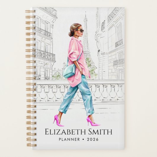 Elegante Modefrau Laufplanerin Planer (Vorderseite)