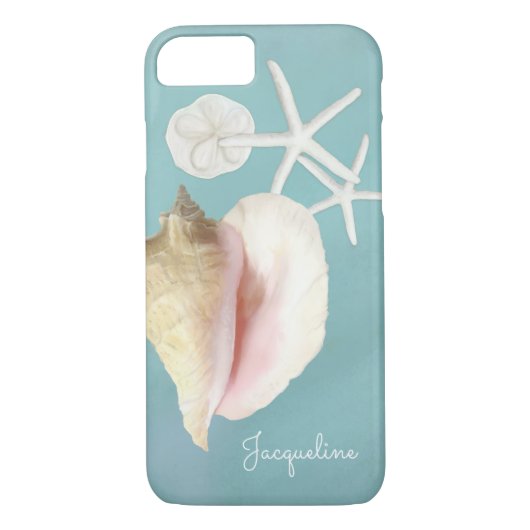 Elegante Modern Beach Conch Muschel Starfish Case-Mate iPhone Hülle (Rückseite)