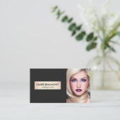 Elegante Modern Black Gold Plaque Salon Foto-Karte Visitenkarte (Stehend Vorderseite)