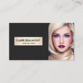 Elegante Modern Black Gold Plaque Salon Foto-Karte Visitenkarte (Vorderseite)