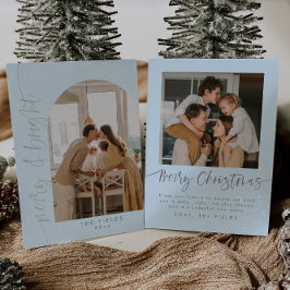 Elegante Modern Blue Christmas Foto Cards Folien Feiertagskarte