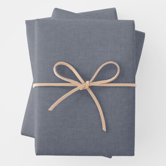 Elegante Modern Blue Gray Imitate Linen Geschenkpapier Set (Beispiel)