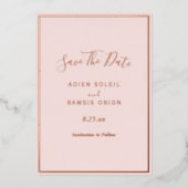 Elegante Modern Blush Rose Gold Save the Date Kart Folieneinladung (Vorderseite)